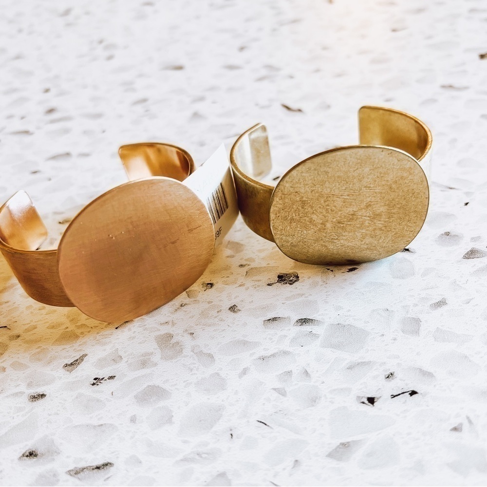 G by Gennaro Women's Gold & Rose Gold Cuff Bracelets NEW - Set of 2